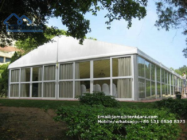 Big Capacity Outdoor Wedding Tents With Glass Walls And Luxury Decoration For Permanent Tent Using